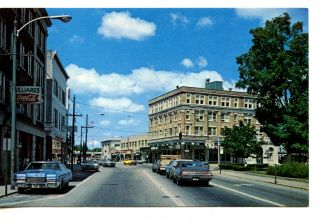 Main Street Scene - Billiards Coca Cola Sign - Cars - Sanford - Maine - Vintage Postcard