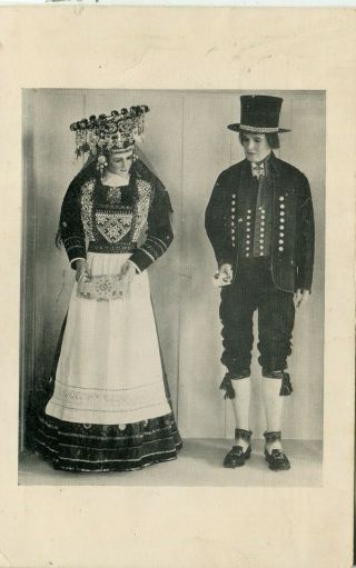 Norway Norge Hardanger - Old Time Bridal Costume Dress Postcard