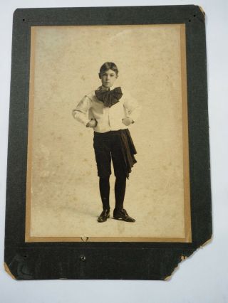 Why Did I Wear This Bow Tie? Young Boy Cabinet Card 5.  25 " X 7 " Circa 1890