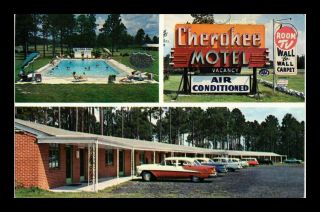 Dr Jim Stamps Us Old Cars Three Views Cherokee Motel Georgia Chrome Postcard