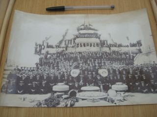 Edwardian Photograph Crew Of Hms Prince Of Wales