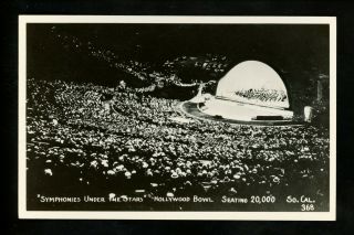 Music Real Photo Postcard Rppc Bandshell Hollywood Bowl California Ca Vintage