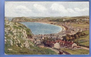 Old Vintage 1935 Postcard View Of Llandudno Caernarvonshire Signed A R Quinton
