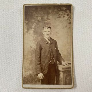 Antique Cdv Photo Handsome Young Man Mustache Suit Gay Int Milford Nj
