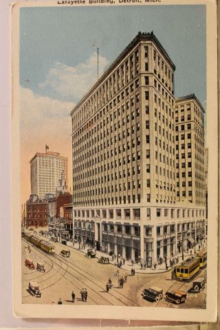 Michigan Mi Detroit Lafayette Building Postcard Old Vintage Card View Standard