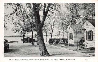 Detroit Lakes Minnesota Tourist Court Park Hotel Vintage Postcard Cc1204