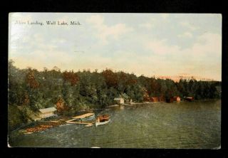 Vntg Rppc Real Photo Postcard Akins Landing Wolf Lake Michigan Color 1910 Postmk