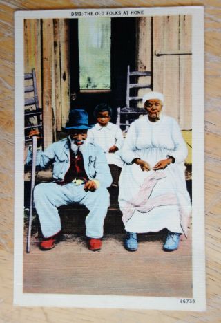 The Old Folks At Home Black Americana Postcard