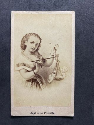 Victorian Carte De Visite Cdv: From Artwork: “just Nine Pounds” Lady Baby Scales