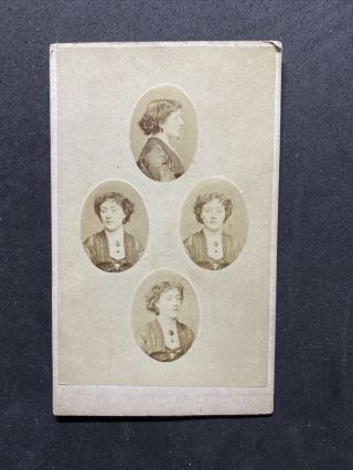Victorian Carte De Visite Cdv Lady Rare Diptych 4 Portrait: Oshannessy Melbourne