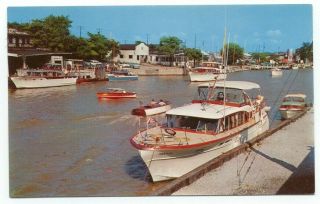 Black River Port Huron Mi Vintage Scene Old Boats Postcard Michigan