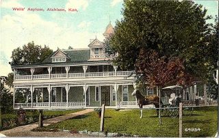 Wells Asylum Atchison Kansas Vintage Postcard Standard View Card