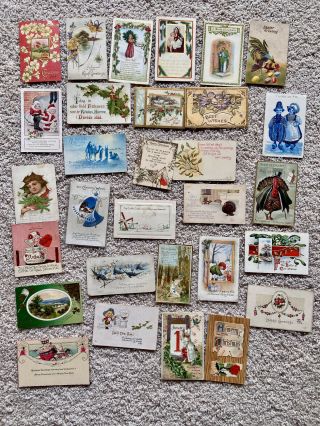 30 Ea Vintage Holiday Post Cards,  1910 - 1920 Christmas Year Easter Birthday