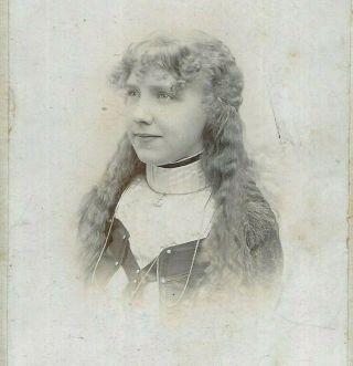 Cabinet Card Photo Pretty Girl Long Hair Willmer Studio Wibsey Yorkshire