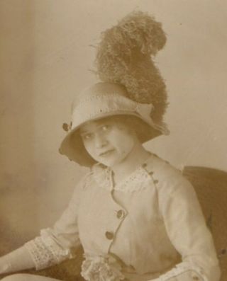 011721 Vintage Rppc Real Photo Postcard Young Woman In Ostrich Plume Hat