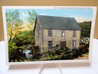 The Old Discarded Mill Cape Cod Ma Linen Postcard