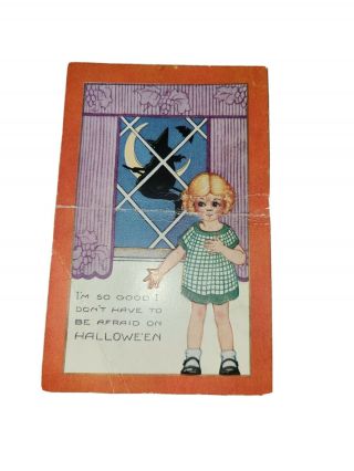 Vintage Whitney Made Halloween Postcard Ca 1923 Children Witch Embossed