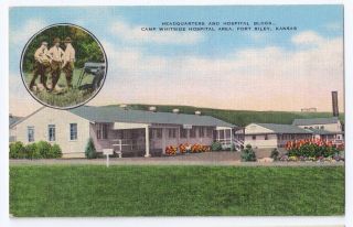 Ks Camp Whitside Fort Riley Kansas Headquarters Hospital Area Vtg Linen Postcard