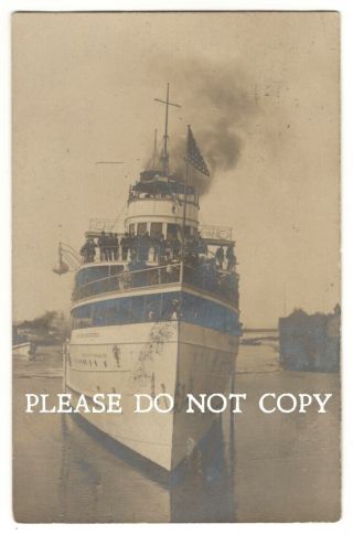 1909 Rppc - Steamship Theodore Roosevelt,  Michigan City Chicago Line