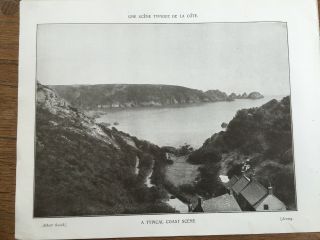 Antique 1903 Coast Scene & La Collette Jersey Channel Islands Photograph Print