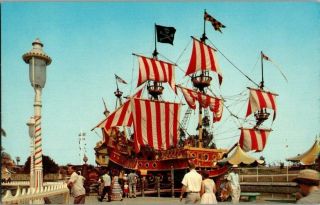 Vintage Disneyland.  Pirate Ship.  D - 9.  Postcard