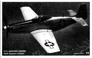 Military Us Air Force P - 51 Mustang Fighter North American Aviation Postcard Old