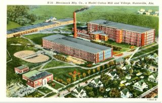 Vintage Merrimack Mfg.  Co.  Huntsville,  Alabama Postcard