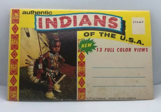 Vintage 1960’s “authentic Indians Of The Usa” Fold Out Postcard Pack 13 Views