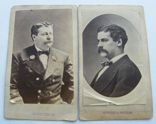 2 Antique 1860s Civil War Era Cdv Cabinet Photos James Fisk Jr & Edward Stokes
