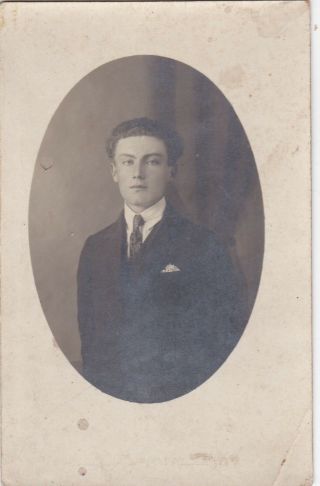 1910s Handsome Young Man In Suit Fashion Gay Interest German Antique Photo 3