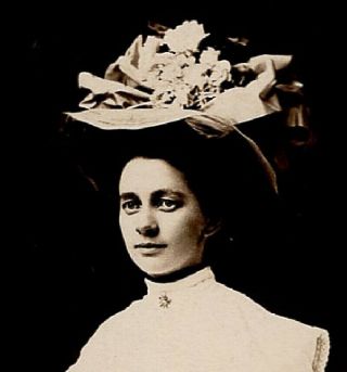 092020 Vintage Rppc Real Photo Postcard Young Woman In Large Hat With Flowers