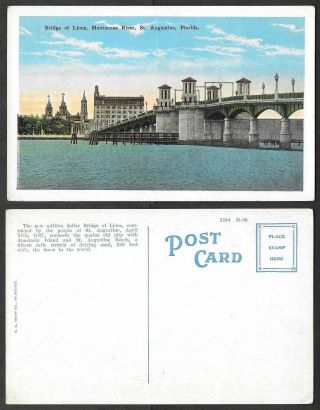 Old Florida Postcard - St.  Augustine - Bridge Of Lions