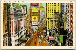 Vintage York City Postcard Times Square Bird 