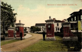 Carlisle Pennsylvania Entrance To Indian School Vintage Postcard - 1913