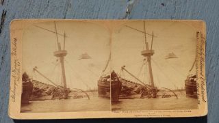 Antique 1898 Stereo View Card Battleship Maine Wreck Usmc Spanish American War