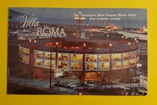 Vintage San Francisco California Birds Eye View Villa Roma Motor Hotel Postcard