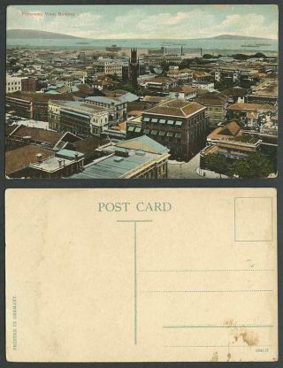 India Old Colour Postcard Panorama View,  Street Scene & Ships Boats In Distance