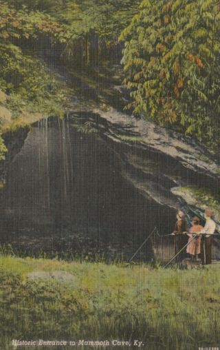 Vintage Postcard Entrance To Mammoth Cave Kentucky Linen