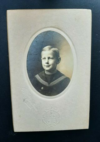 Antique Wwi Cdv Photo Of Young Boy Dressed In Navy Outfit
