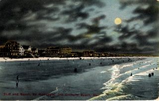 Old Orchard,  Maine - The Surf And Beach By The Moonlight - In 1913