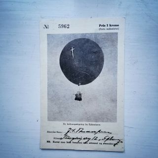 Vintage Postcard: A Balloon Ascent From Copenhagen,  Denmark In 1948 Pok.  1261