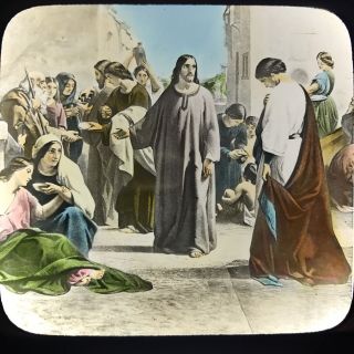 Antique Magic Lantern Glass Slide Photo Jesus Christ And The Rich Young Man