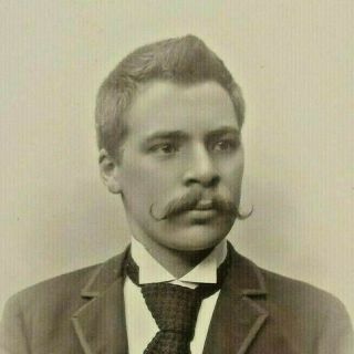 Stockholm Sweden Cdv 1890s Young Man With Handlebar Mustache Leverin Photo B1