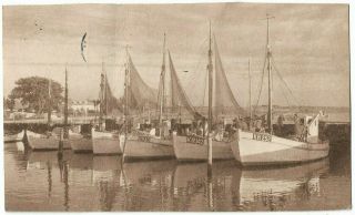 Lovely Rare Old Postcard - Skelskor - Denmark 1952 Fishing Boats In Harbour