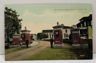 Carlisle Pennsylvania Entrance To Indian School Vintage Postcard C3