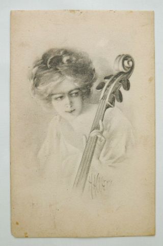 Vintage Lady W/ Cello Greensburg Pa.  Postcard Posted Oct 2 1911