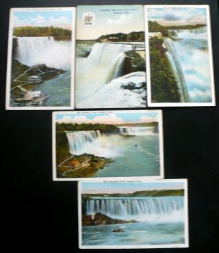 5 Old Niagara Falls Canada And York State Color Postcards