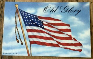 Vintage Postcard - Old Glory - 48 Star American Flag Patriotic