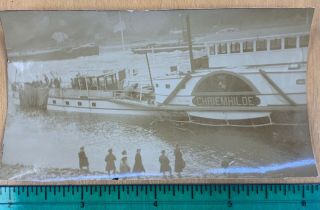 Photo 1900s Dutch Rhine River Paddle Steamer Chriemhilde Boat Ship Steam Albumen