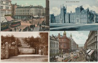 A Northern Ireland 4 Old Antique Postcards Of Belfast Antrim Ulster Irish